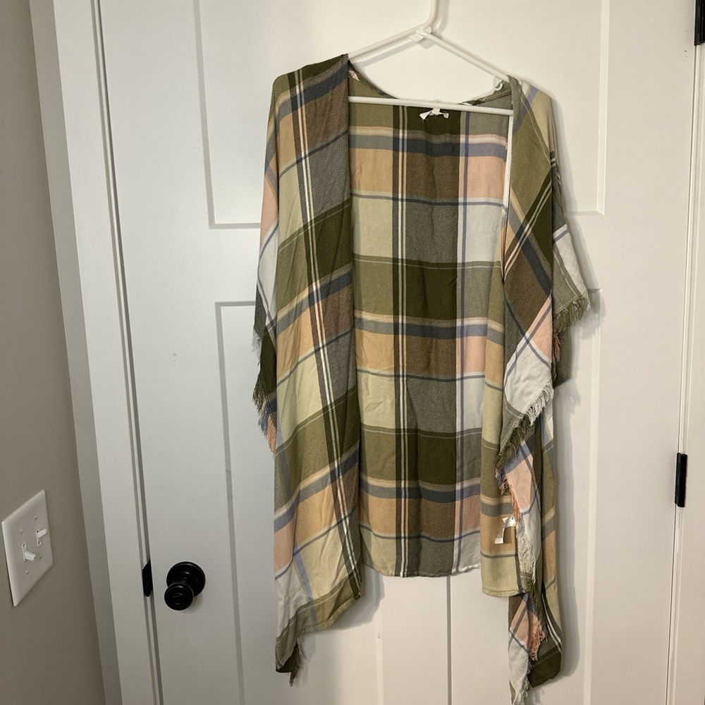 Plaid Open Front Kimono L/XL
